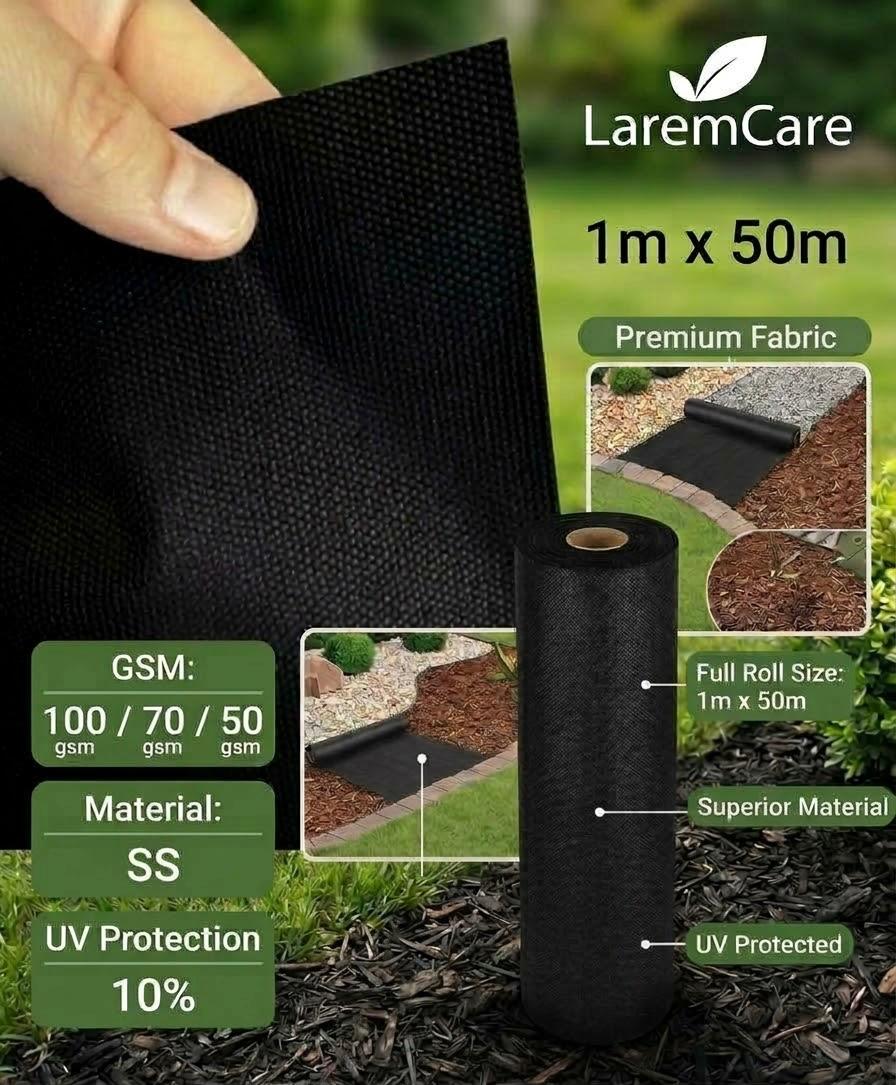 UV Stabilised Non-woven weed control fabric roll 70 gsm (1m x 50m)