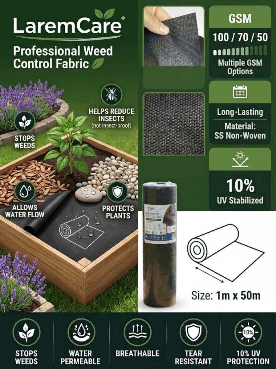 UV Stabilised Non-woven weed control fabric roll 70 gsm (1m x 50m)
