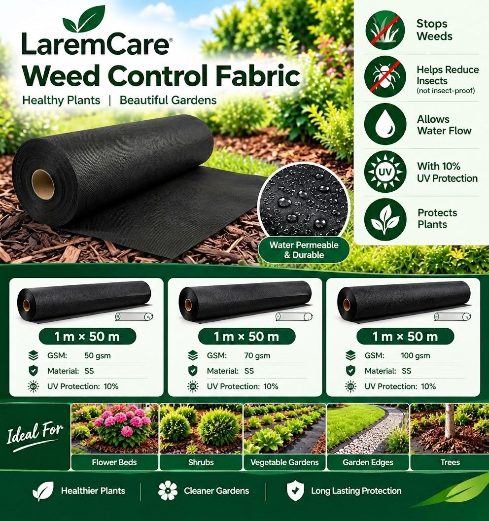 UV Stabilised Non-woven weed control fabric roll 70 gsm (1m x 50m)