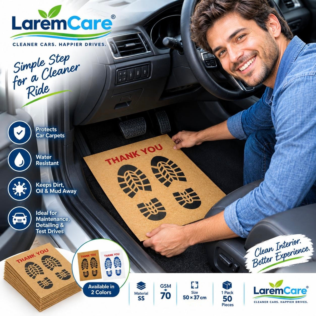 Disposable Non-Woven Car Mats – 100 pcs