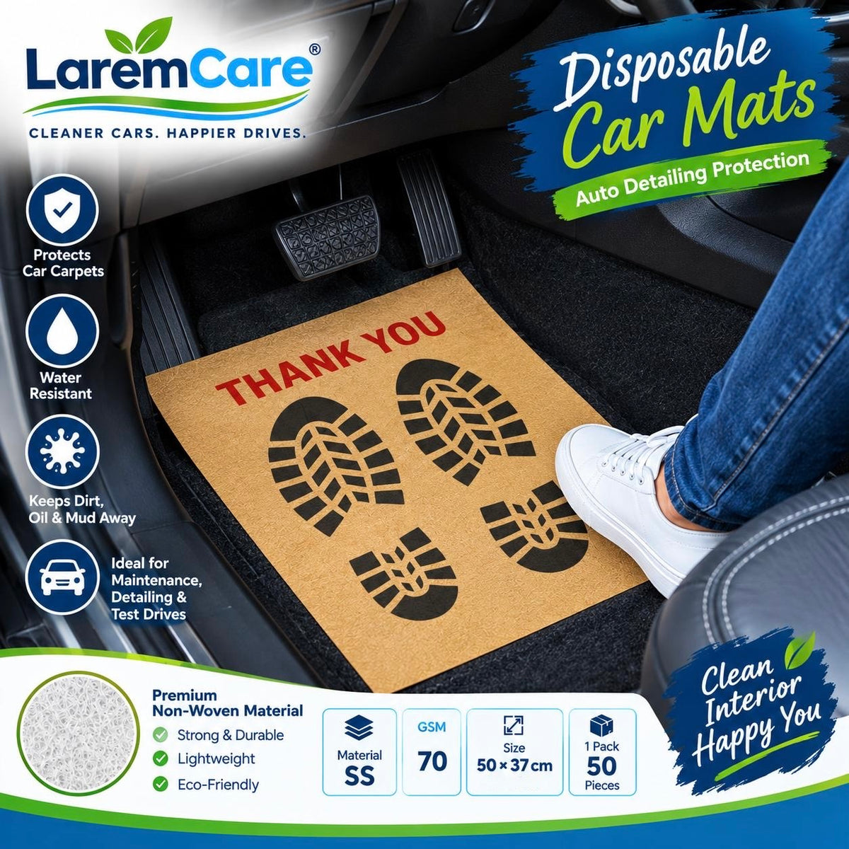 Disposable Non-Woven Car Mats – 100 pcs
